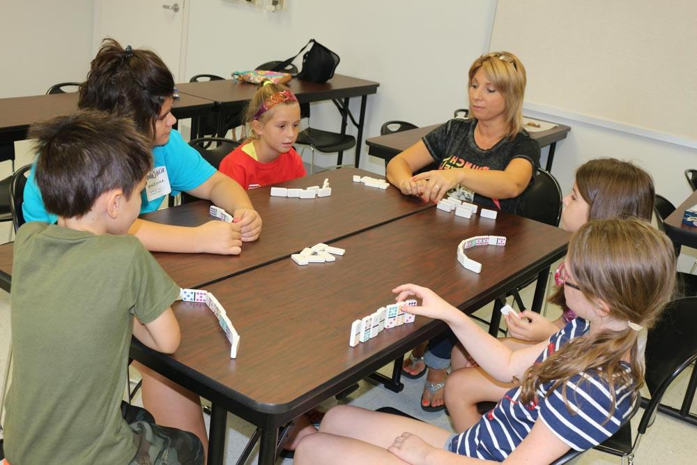 Kids playing a board game